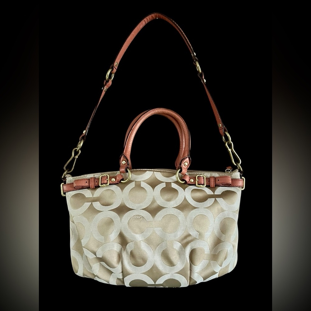 Retro Coach Iconic Madison Sophia Sachel OP Art Crossbody Tote with Leather Trim - Picture 3 of 13